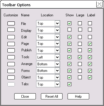 Toolbar Options