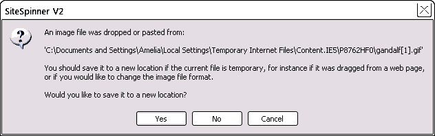 Imported image dialog